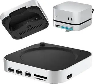 USB Hub Spilter for Mac Mini M4 Pro Docking Station, Mini M4 Stander with M.2 NVMe SSD 4TB Max 10Gbps USB-A Ports SD&TF Splitter Dock, Silver USB Hub Spilter for Mac Mini M4 Pro Docking Station, Mini M4 Stander with M.2 NVMe SSD 4TB Max 10Gbps USB-A Ports SD&TF Splitter Dock, Silver