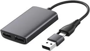 TEHAUX Type C to Dual Adapter USB Data Splitter Hub for Dual High Definition Displays Supports Compatible TEHAUX Type C to Dual Adapter USB Data Splitter Hub for Dual High Definition Displays Supports Compatible