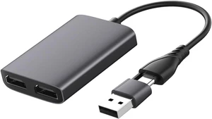 POPETPOP Type-c USB 3.0 Hub with Dual High-Definition Video Adapter 1080p 60hz for Dual Monitor Display, Extra USB Ports for Laptops, Dark Gray POPETPOP Type-c USB 3.0 Hub with Dual High-Definition Video Adapter 1080p 60hz for Dual Monitor Display, Extra USB Ports for Laptops, Dark Gray