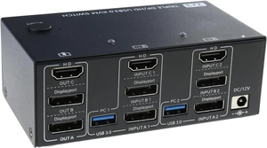 Efficient Workspaces Switcher Connecting 2 Computers to 3 Monitors USB3.0 Hubs 8K@60Hz and 4K@60Hz Compatible Efficient Workspaces Switcher Connecting 2 Computers to 3 Monitors USB3.0 Hubs 8K@60Hz and 4K@60Hz Compatible