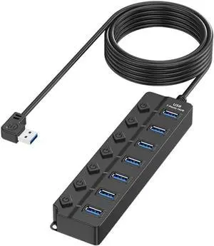 7 Port USB 2.0 Hub Multi-Port Adapter USB Splitter Energy Saving Switch Connecting Multiple Devices 7 Port USB 2.0 Hub Multi-Port Adapter USB Splitter Energy Saving Switch Connecting Multiple Devices