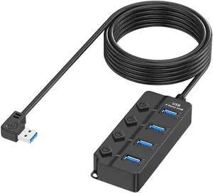 USB 2.0 4-Port Adapter Hub features quick device connections with power buttons for easy touch USB 2.0 4-Port Adapter Hub features quick device connections with power buttons for easy touch