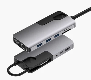 Hubs USB C HUB TypeC to USB 3.0 HUB -compatibe VGA Adapter 3 Dock 3.5mm Audio RJ45 Adapter USB Hubs Hubs USB C HUB TypeC to USB 3.0 HUB -compatibe VGA Adapter 3 Dock 3.5mm Audio RJ45 Adapter USB Hubs