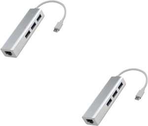 Artibetter 2pcs Type C to USB Hub Network Port Ethernet Adapter Converter for Laptop Artibetter 2pcs Type C to USB Hub Network Port Ethernet Adapter Converter for Laptop