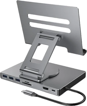 USB C Hubs Stand 8/9 in 1 Adapter Docking Station Foldable with 4K 60Hz RJ45 Gigabit Ethernet Card Reader USB3.0 3.5mm USB C Hubs Stand 8/9 in 1 Adapter Docking Station Foldable with 4K 60Hz RJ45 Gigabit Ethernet Card Reader USB3.0 3.5mm