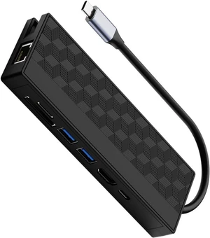 7 Port USB C Adapter With 4K30hz Multimedia Gigabit Ethernet And 100W Power Delivery For Laptops And Tablets 2xUSB3 7 Port USB C Adapter With 4K30hz Multimedia Gigabit Ethernet And 100W Power Delivery For Laptops And Tablets 2xUSB3