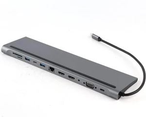 12-in-1 Docking TypeC Hub with Triple Display and RJ45 Ethernet, USB Hub for Tech Enthusiasts, Aluminum Alloy Material 12-in-1 Docking TypeC Hub with Triple Display and RJ45 Ethernet, USB Hub for Tech Enthusiasts, Aluminum Alloy Material