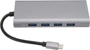11 in 1 USB C Hub Multiport Adapter, 4xUSB3.0 HD 4K VGA RJ45 Ethernet PD Charging 3.5mm Sound, Deep Sky Gray Aluminum Alloy Docking Station for Laptops 11 in 1 USB C Hub Multiport Adapter, 4xUSB3.0 HD 4K VGA RJ45 Ethernet PD Charging 3.5mm Sound, Deep Sky Gray Aluminum Alloy Docking Station for Laptops