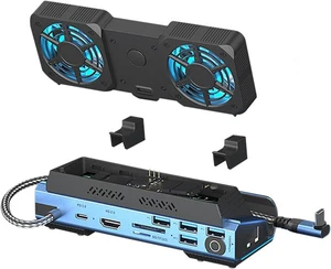 9-in-1 Docking Station for Steam Deck, ROG Ally X & Legion Go, Dual Cooling Fan USB C Docking Station with HDMI 4K 60Hz, 1000Mbps, 4*USB 3.0, USB C 100W PD, SD TF Slot 9-in-1 Docking Station for Steam Deck, ROG Ally X & Legion Go, Dual Cooling Fan USB C Docking Station with HDMI 4K 60Hz, 1000Mbps, 4*USB 3.0, USB C 100W PD, SD TF Slot