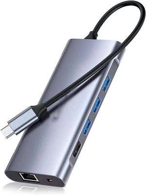 Port Expander USB C Dock 11-in-1 USB C Hub Connect HDMI, VGA, SD/TF Card Reader, PD 100W, 3 USB 3.0 and USB 2.0, Ethernet, 3.5mm Ports USB Splitter Port Expander USB C Dock 11-in-1 USB C Hub Connect HDMI, VGA, SD/TF Card Reader, PD 100W, 3 USB 3.0 and USB 2.0, Ethernet, 3.5mm Ports USB Splitter