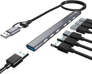 Generic Portronic s Mport 7 USB Hub, Multiport Adapter with Dual Convertible USB & Type C Heads, Upto 5 Gbps Data Transfer Speed, 1 x USB 3.0 & 6 x USB 2.0 Ports for Laptop, MacBook, PC (Grey) Generic Portronic s Mport 7 USB Hub, Multiport Adapter with Dual Convertible USB & Type C Heads, Upto 5 Gbps Data Transfer Speed, 1 x USB 3.0 & 6 x USB 2.0 Ports for Laptop, MacBook, PC (Grey)
