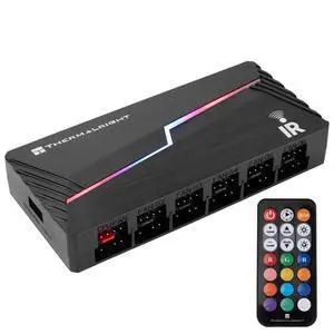 ARGB and Fan HUB X12 IR Black Hub Controller Support 12 Groups of CPU Fans,3Pin PC ARGB Controller and 4Pin PWM Fan,SATA Power Cord Direct Input(12V 4pin RGB is Not Supported) ARGB and Fan HUB X12 IR Black Hub Controller Support 12 Groups of CPU Fans,3Pin PC ARGB Controller and 4Pin PWM Fan,SATA Power Cord Direct Input(12V 4pin RGB is Not Supported)