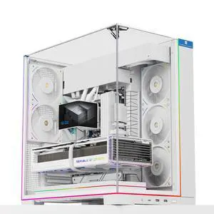 A70 ARGB White ATX Gaming Case Three-Sided Column-Free Glass 8 CPU Fan Slots + Four-Way Airflow Tool-Free Quick Release Vertical Graphics Card Mounting Anti-Fall,Panoramic Light Strip A70 ARGB White ATX Gaming Case Three-Sided Column-Free Glass 8 CPU Fan Slots + Four-Way Airflow Tool-Free Quick Release Vertical Graphics Card Mounting Anti-Fall,Panoramic Light Strip