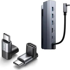 90 Degree USB C Male to USB C Female Adapter + HB0603 Docking Station for Steam Deck 90 Degree USB C Male to USB C Female Adapter + HB0603 Docking Station for Steam Deck