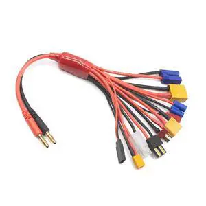 RC Battery Charger Adapter Leads 10 in 1 Multi Splitter Connector Wire Cable with 4.0mm Banana Plug for TRX, T-Plug, Tamiya,Futaba, JST, XT90,XT60,XT30,EC3,EC5 RC Battery Charger Adapter Leads 10 in 1 Multi Splitter Connector Wire Cable with 4.0mm Banana Plug for TRX, T-Plug, Tamiya,Futaba, JST, XT90,XT60,XT30,EC3,EC5
