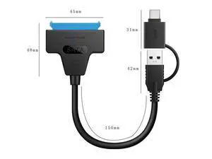 Type C & USB 3.0 Male to SATA 22 Pin 2.5" Hard disk driver SSD Adapter Cable for Macbook & Laptop Type C & USB 3.0 Male to SATA 22 Pin 2.5" Hard disk driver SSD Adapter Cable for Macbook & Laptop