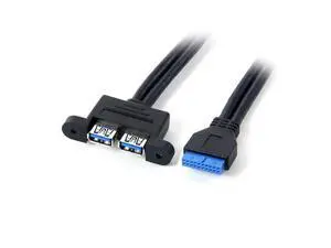 Dual Port USB 3.0 Female Screw Mount to Motherboard 20pin Header Cable 50cm w O Bracket Dual Port USB 3.0 Female Screw Mount to Motherboard 20pin Header Cable 50cm w O Bracket
