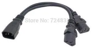 Y Type Splitter Adapter Cable Cord Single C14 to Dual 5-15R Short Power Y Type Splitter Adapter Cable Cord Single C14 to Dual 5-15R Short Power