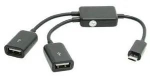 Micro USB Host OTG Adapter Cable with Dual Port Hub for Galaxy S5 S4 S3 & Tablet Black Color Micro USB Host OTG Adapter Cable with Dual Port Hub for Galaxy S5 S4 S3 & Tablet Black Color