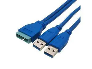 Câble USB 3.0 type A mâle, 25cm, 2 ports, pour carte mère ASUS, 20 broches Câble USB 3.0 type A mâle, 25cm, 2 ports, pour carte mère ASUS, 20 broches