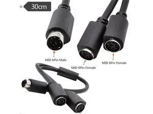 Câble adaptateur de données PS/2 PS2, Mini DIN, séparateur 6 broches, 0.3m Câble adaptateur de données PS/2 PS2, Mini DIN, séparateur 6 broches, 0.3m