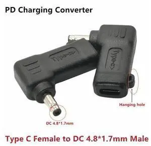 Adaptateur de charge USB femelle 65W PD vers DC 4.8mm x 1.7mm, alimentation mâle pour pavillon DV2000 DV4000 DV5000 DV6000(4817a) Adaptateur de charge USB femelle 65W PD vers DC 4.8mm x 1.7mm, alimentation mâle pour pavillon DV2000 DV4000 DV5000 DV6000(4817a)