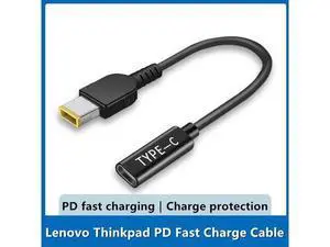 Câble de chargeur de type-c femelle à CC entièrement en cuivre pour Lenovo, connecteur d'alimentation mâle PD carré avec puce à Induction, modèle Thinkpad, 15cm Câble de chargeur de type-c femelle à CC entièrement en cuivre pour Lenovo, connecteur d'alimentation mâle PD carré avec puce à Induction, modèle Thinkpad, 15cm