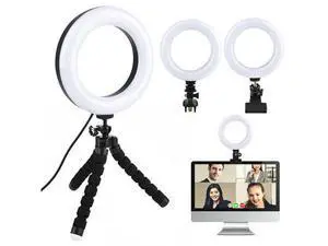 5in1 LED Ring Light Kit + Tripod Stand + Clip + Phone Clip for Laptop 5in1 LED Ring Light Kit + Tripod Stand + Clip + Phone Clip for Laptop