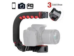 Handheld C-Shape Stabilizer with 3 Cold Shoe Mount for Camera Microphone Video Light Gopro and Other Accessories Handheld C-Shape Stabilizer with 3 Cold Shoe Mount for Camera Microphone Video Light Gopro and Other Accessories