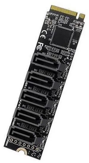 6Gbps 5 Ports Adapter Extension Card JMB585 2280 NGFF NVME M-Key PCI Express to SATA 3.0 Converter Hard Drive 6Gbps 5 Ports Adapter Extension Card JMB585 2280 NGFF NVME M-Key PCI Express to SATA 3.0 Converter Hard Drive