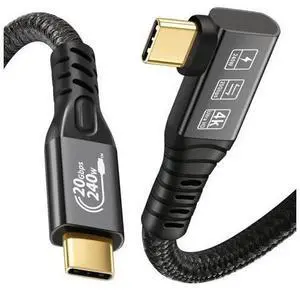 USB C 3.2 Gen2x2 20Gbps Cable, 90Degree USB C 4K@60Hz UHD Video 5A/240W PD3.1 Fast Charge Cord with E-Marker Compatible with Thunderbolt 3/4 2M USB C 3.2 Gen2x2 20Gbps Cable, 90Degree USB C 4K@60Hz UHD Video 5A/240W PD3.1 Fast Charge Cord with E-Marker Compatible with Thunderbolt 3/4 2M