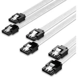 3PACK SATA Cable III 3 Pack 6Gbps Straight HDD SDD Data Cable with Locking Latch 18 Inch for SATA HDD, SSD, CD Driver, CD Writer, White 3PACK SATA Cable III 3 Pack 6Gbps Straight HDD SDD Data Cable with Locking Latch 18 Inch for SATA HDD, SSD, CD Driver, CD Writer, White