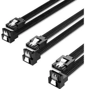 3PACK SATA Cable III 3 Pack 90 Degree Straight to Right Angle 6Gbps HDD SDD SATA Data Cable with Locking Latch 50cm 18 Inch for SATA HDD, SSD, CD Driver, CD Writer, Black 3PACK SATA Cable III 3 Pack 90 Degree Straight to Right Angle 6Gbps HDD SDD SATA Data Cable with Locking Latch 50cm 18 Inch for SATA HDD, SSD, CD Driver, CD Writer, Black