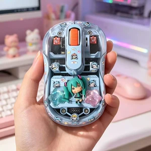 Kizuna Future Wireless Mouse 3D Doll Magnetic Attachment Blue Desktop Laptop Dual-mode Bluetooth 2.4G Receiver Standing posture mode