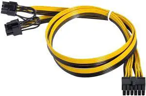 12Pin to Dual 8Pin PCIe 8Pin(6Pin+2Pin) GPU Cable 18AWG 60+60CM Black Yellow For GPU 3080 3090 2060 Seasonic P-860 P-1000 X-1050 12Pin to Dual 8Pin PCIe 8Pin(6Pin+2Pin) GPU Cable 18AWG 60+60CM Black Yellow For GPU 3080 3090 2060 Seasonic P-860 P-1000 X-1050
