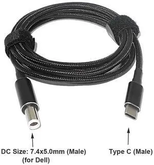100W USB-C Type C to 7.4mm 5.0mm round Tip Charging Power Cable for Dell 7.4mm*5.0mm round tip laptops 100W USB-C Type C to 7.4mm 5.0mm round Tip Charging Power Cable for Dell 7.4mm*5.0mm round tip laptops