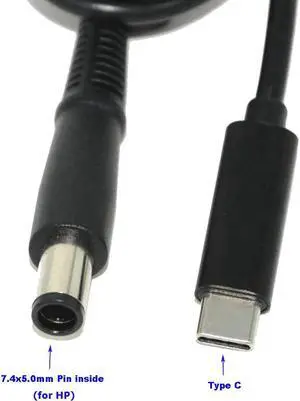 USB-C Type C to 7.4mm*5.0mm Round Tip Charging Power Cable for HP 65W 7.4*5.0mm round tip laptops USB-C Type C to 7.4mm*5.0mm Round Tip Charging Power Cable for HP 65W 7.4*5.0mm round tip laptops