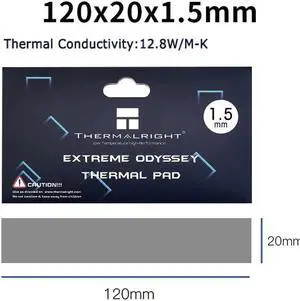 Extreme Odyssey Thermal Pad 12.8 W/mK Non Conductive Heat Resistance High Temperature Resistance Silicone Thermal Pads Suitable for Laptop Heatsink/GPU/CPU/LED Cooler 120x20x1.5mm Extreme Odyssey Thermal Pad 12.8 W/mK Non Conductive Heat Resistance High Temperature Resistance Silicone Thermal Pads Suitable for Laptop Heatsink/GPU/CPU/LED Cooler 120x20x1.5mm