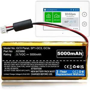 5000mAh 2GIG GC3e Panel Battery fits 2GIG GC3e Panel GC3 Panel, Fix Your Panel, SP1-GC3, 10-000014-001, 823990 Battery NiMH 5000mAh 2GIG GC3e Panel Battery fits 2GIG GC3e Panel GC3 Panel, Fix Your Panel, SP1-GC3, 10-000014-001, 823990 Battery NiMH