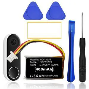 NC5100US Battery Compatible with Nest Hello NC5100US C1241290 Video Doorbell (Wired) with Repair Tool Kits Ni-MH NC5100US Battery Compatible with Nest Hello NC5100US C1241290 Video Doorbell (Wired) with Repair Tool Kits Ni-MH