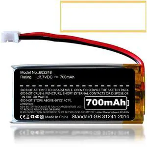 Nzzz 700mAh 3.7V 602248 Battery with 2 Wires JST PH2.0mm Connector 602248 High Temperature Resistant Battery for Speaker and Wireless Device NiMH Nzzz 700mAh 3.7V 602248 Battery with 2 Wires JST PH2.0mm Connector 602248 High Temperature Resistant Battery for Speaker and Wireless Device NiMH
