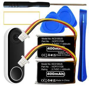 2Pcs NC5100US Battery for Nest Hello NC5100US C1241290 Vido Doorbell Wired Replacement Batterien with Repair Tool Kits NiMH 2Pcs NC5100US Battery for Nest Hello NC5100US C1241290 Vido Doorbell Wired Replacement Batterien with Repair Tool Kits NiMH