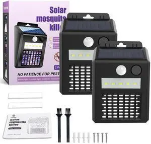 2 Pack of Solar Bug Zapper Outdoor & Mosquito Light - 1000V Electric Bug Trap, Solar-Powered Fly Killer with Motion Sensor, Waterproof & Cordless 2 Pack of Solar Bug Zapper Outdoor & Mosquito Light - 1000V Electric Bug Trap, Solar-Powered Fly Killer with Motion Sensor, Waterproof & Cordless
