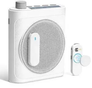 Voice Amplifier for Teachers with Dual Magnetic Wireless Lavalier Microphones & Noise Reduction - Bluetooth Portable Rechargeable Speaker for Classroom, Meetings, Yoga, Speeches (White) Voice Amplifier for Teachers with Dual Magnetic Wireless Lavalier Microphones & Noise Reduction - Bluetooth Portable Rechargeable Speaker for Classroom, Meetings, Yoga, Speeches (White)