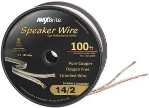 100 ft. Spool High Performance 14 Gauge Speaker Wire, Oxygen Free Pure Copper - UL Listed Class 2 100 ft. Spool High Performance 14 Gauge Speaker Wire, Oxygen Free Pure Copper - UL Listed Class 2