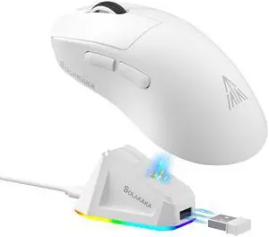 SM822 Wireless Gaming Mouse with Charging Dock, Tri-Mode Wireless Mouse, PAW3311 Optical Sensor, Up to 24,000DPI, 62g Lightweight Mouse with 5 programmable Buttons, for PC, Laptop (White) SM822 Wireless Gaming Mouse with Charging Dock, Tri-Mode Wireless Mouse, PAW3311 Optical Sensor, Up to 24,000DPI, 62g Lightweight Mouse with 5 programmable Buttons, for PC, Laptop (White)