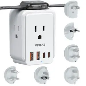 Universal Travel Adapter Kit, International Power Adapter for Apple Watch Charger with 3 AC Outlets 4 USB Ports (2 USB C), Type A/C/D/G/I/M Detachable Plugs, US to Europe/UK/India/Africa Universal Travel Adapter Kit, International Power Adapter for Apple Watch Charger with 3 AC Outlets 4 USB Ports (2 USB C), Type A/C/D/G/I/M Detachable Plugs, US to Europe/UK/India/Africa
