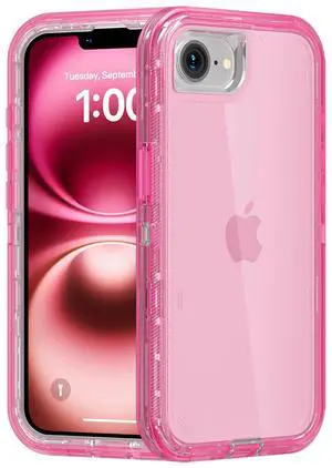 for iPhone 17e/iPhone 16e Case, Heavy Duty Shockproof Protection Phone Cases, Anti-Drop, Dual Layer Transparent Protective Cover Compatible with iPhone 17e/iPhone 16e, 6.1'', Crystal Pink for iPhone 17e/iPhone 16e Case, Heavy Duty Shockproof Protection Phone Cases, Anti-Drop, Dual Layer Transparent Protective Cover Compatible with iPhone 17e/iPhone 16e, 6.1'', Crystal Pink