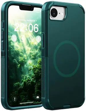 for iPhone 16e Case & iPhone 17e Case - Compatible with MagSafe,Shockproof Dropproof with Screen Protector,with Port Protection,Slim & Tough Phone Cover (Dark Green) for iPhone 16e Case & iPhone 17e Case - Compatible with MagSafe,Shockproof Dropproof with Screen Protector,with Port Protection,Slim & Tough Phone Cover (Dark Green)