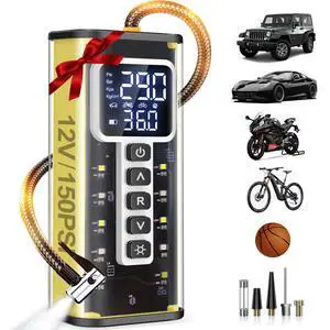 Tire Inflator Portable Air Compressor, 150 PSI Air Compressor for Car Tires, Portable Tire Inflator for Car with Pressure Gauge, Tire Pump for Cars, Bike, Motorcycle, BallValentines Day Gifts for Him Tire Inflator Portable Air Compressor, 150 PSI Air Compressor for Car Tires, Portable Tire Inflator for Car with Pressure Gauge, Tire Pump for Cars, Bike, Motorcycle, BallValentines Day Gifts for Him